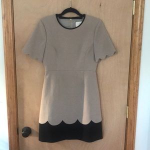 Kate Spade crepe scallop tan dress